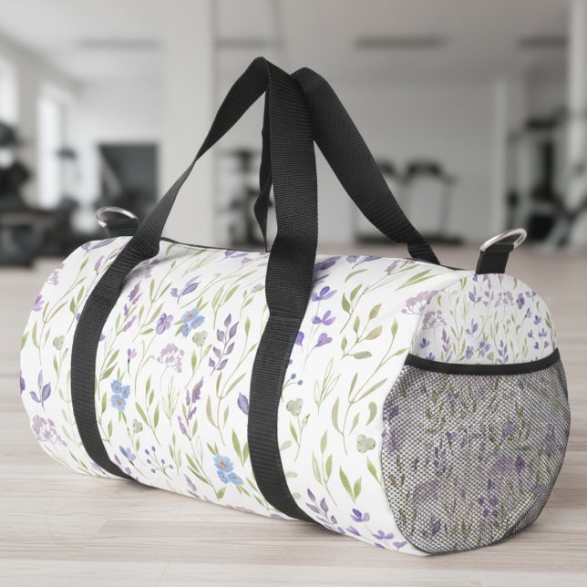 Sac De Sport Fleur sauvage bleue violette (elegant pretty purple blue wildflower floral pattern duffel bag)