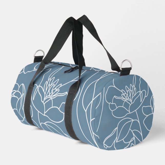 Sac De Sport Fleur Sauvage Moderne Bleue (Coin gauche)