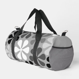 Sac De Sport Fleurs Abstraites Gris noir blanc