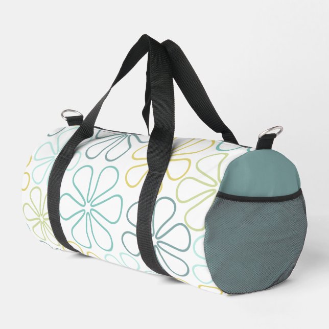 Sac De Sport Fleurs Abstraites Teals Lime jaune Blanc (Coin droit)
