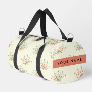 Sac De Sport Fleurs bleues et rouges, rouge, votre nom