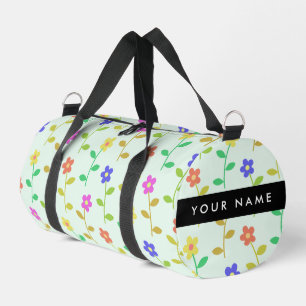 Sac De Sport Fleurs colorées, Arrière - plan vert clair, Noir