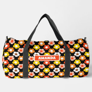 Sac De Sport Fleurs d'automne rétro Motif Noir