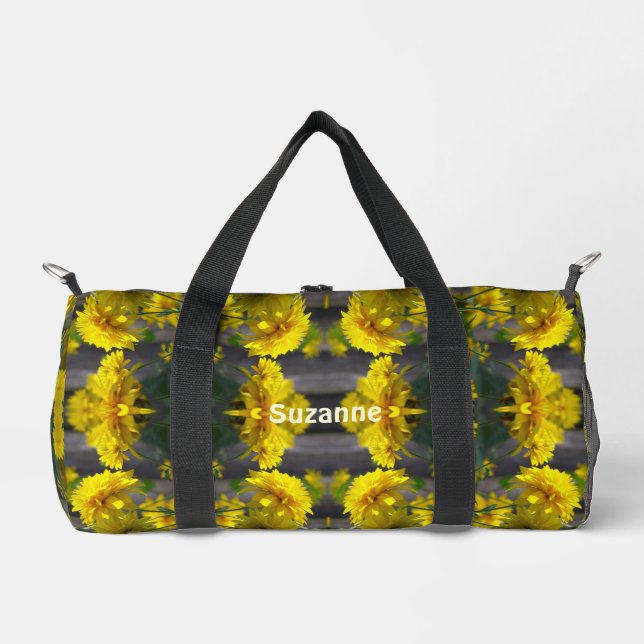 Sac De Sport Fleurs Jaunes Au Soleil Abstrait Personnalisé (Recto)