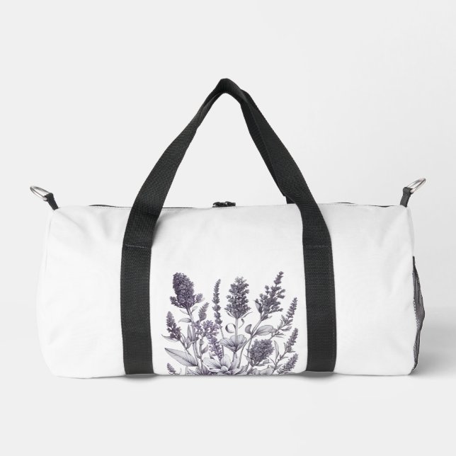Sac De Sport Fleurs noires et blanches (Recto)