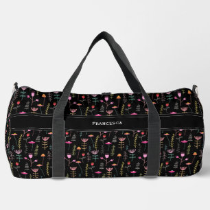 Sac De Sport Fleurs sauvages de néon, monogramme personnalisé