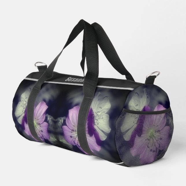 Sac De Sport Fleurs violettes Couleur partielle Personnalisée (Coin droit)