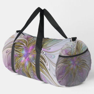 Sac De Sport Floral Coloré Abstrait Fractal Avec Rose & Or