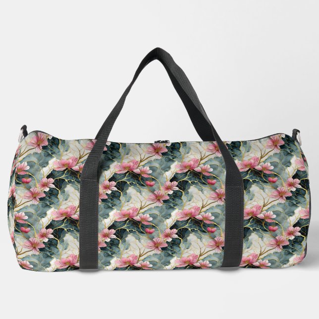Sac De Sport Floral Japonais, Rose Avec Or (Recto)