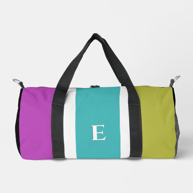 Sac De Sport Fraîche Bright Stripe Chic Moderne Monogramme init (Recto)