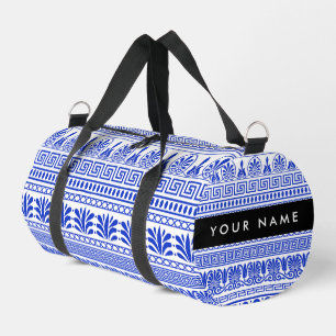 Sac De Sport Fret grec, Clé de méandre mixte, Bleu, Votre Nom