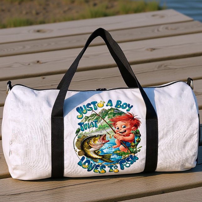 Sac De Sport Garçon joyeux ramenant une prise (Créateur téléchargé)