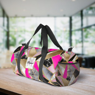 Sac De Sport Géométrique abstrait élégant rose noir