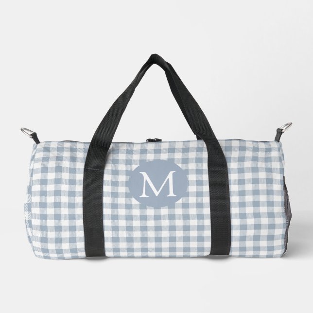 Sac De Sport Gingham côtier prépa vérifié bleu blanc monogramme (Recto)
