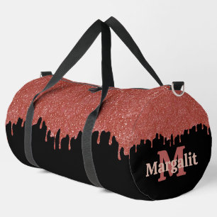 Sac De Sport Girly Rose Paillettes Gouttes Noir Grand