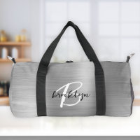 Glam Argent Métal Brossé Noir Blanc Monogramme 