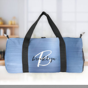 Sac De Sport Glam Blue Metal Brossé Noir Blanc Monogramme 