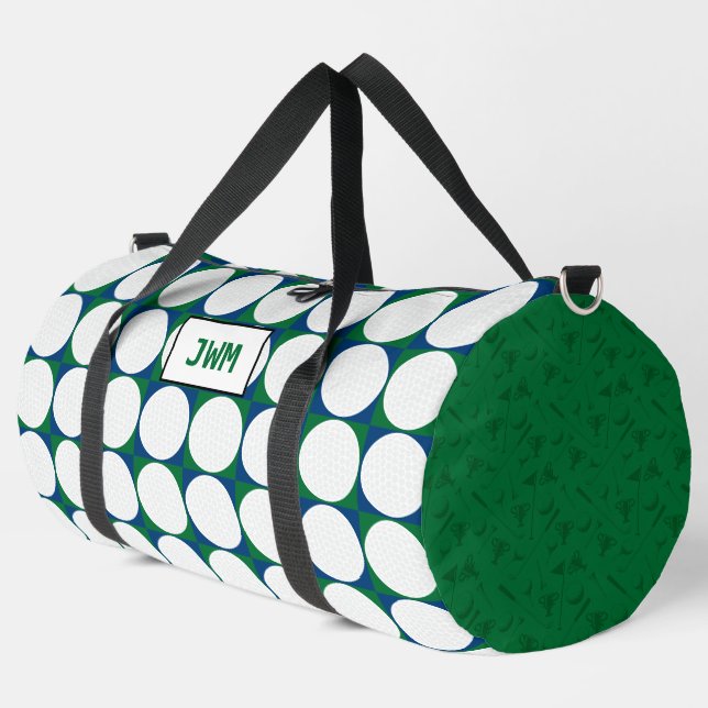 Sac De Sport Golf Balls Motif INITIALES Vert Bleu Preppy Amusem (Coin gauche)