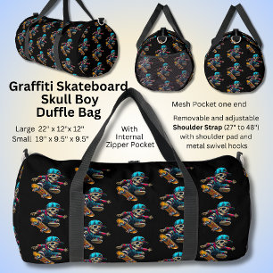 Sac De Sport Graffiti Skateboard Skull Boy on Black