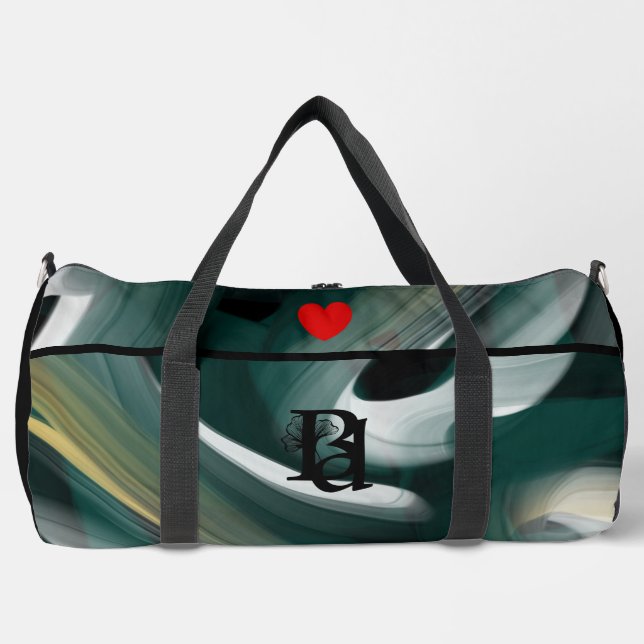 Sac de sport grand format noir tendance abstrait v (Recto)