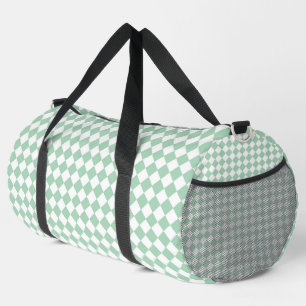 Sac De Sport Grand motif diamant à carreaux vert et blanc