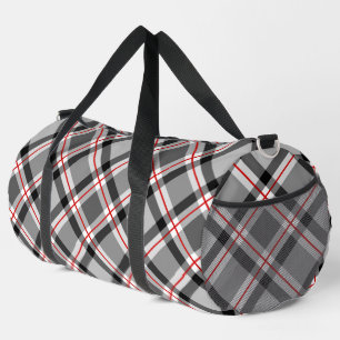 Sac De Sport Grand Plaid moderne, noir, blanc, gris et rouge