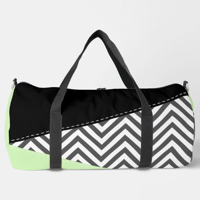 Sac De Sport Gray Zigzag, Gray Chevron, Zigzag Pattern, Mint (Recto)