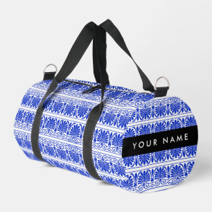 Sac De Sport Grec Fret Arabesque Bleu, Votre Nom, Personnaliser