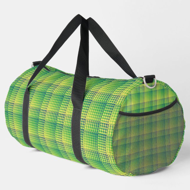 Sac De Sport Green Blue Checker Abstract Pattern Large (Coin droit)
