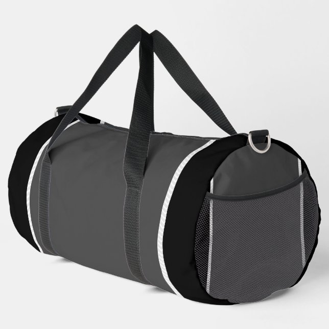 Sac De Sport Gris noir blanc bande (Coin droit)