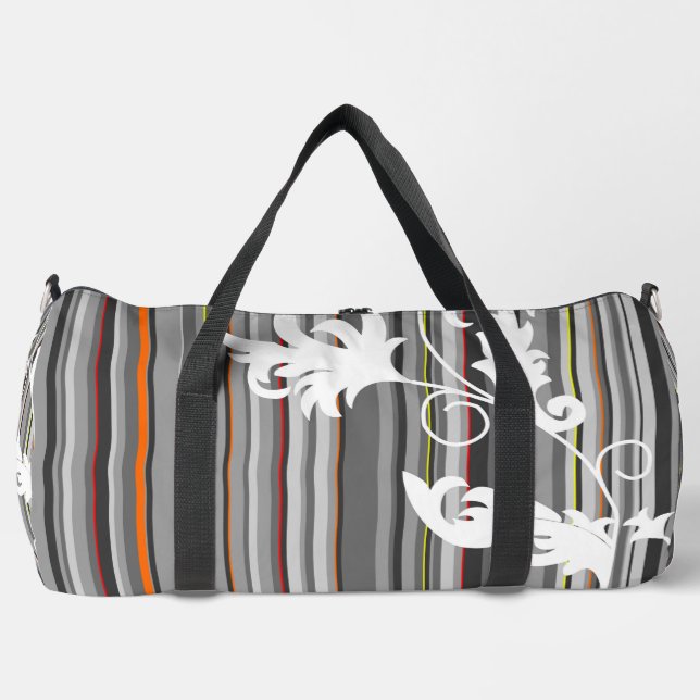 Sac De Sport Gris Pinstripe avec Flore Détail Imprimer Coupe Sa (Recto)