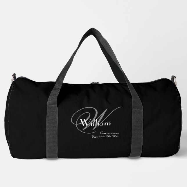 Sac De Sport Groomsman Cadeau Moderne Monogramme Classique Chic (Recto)
