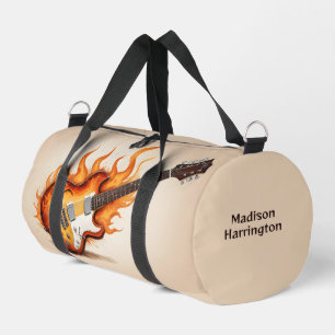 Sac De Sport Guitare à flammes de nom personnalisé