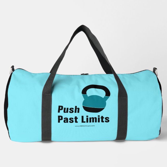Sac De Sport Gym Motto Push Past Limits Electric-Blue Black (Recto)