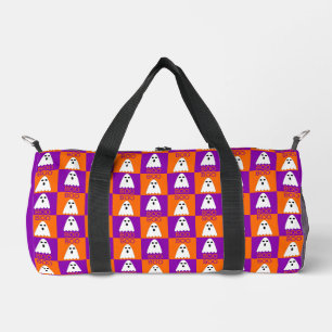 Sac De Sport Halloween Boo Ghost Purple et Carrés orange