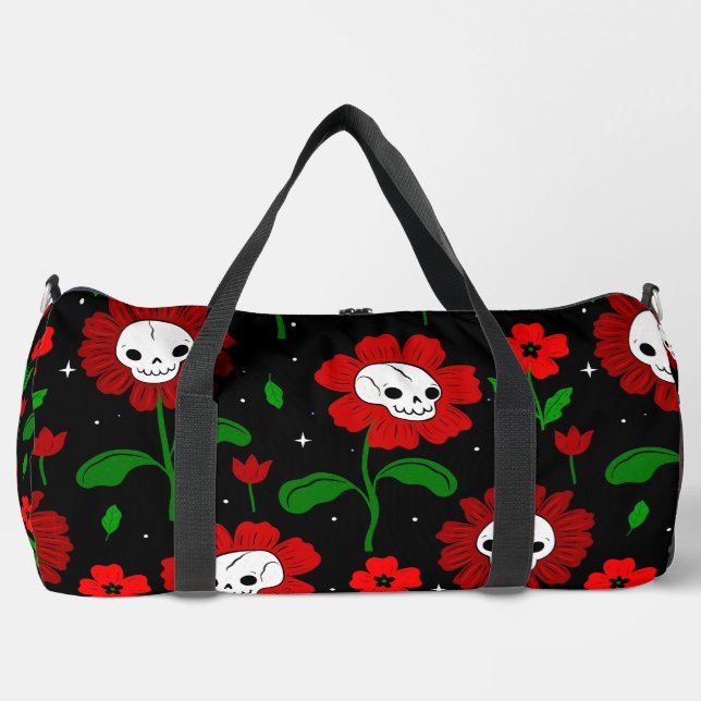 Sac De Sport halloween crâne floral fleurs rouge (Recto)