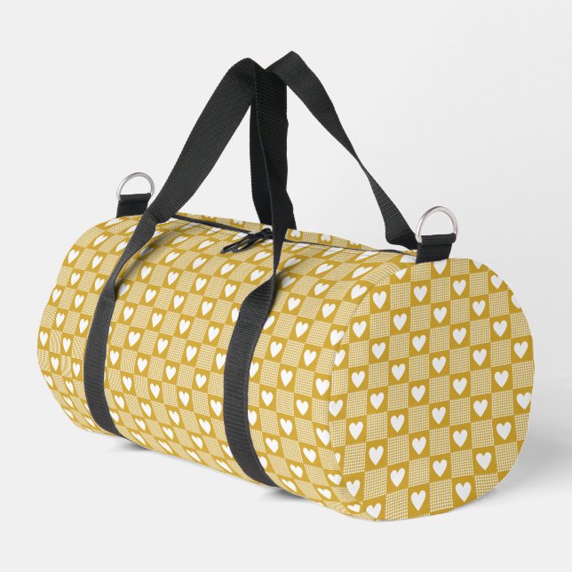Sac De Sport Harvest Gold Gingham Heart Patch Plaid (Coin gauche)