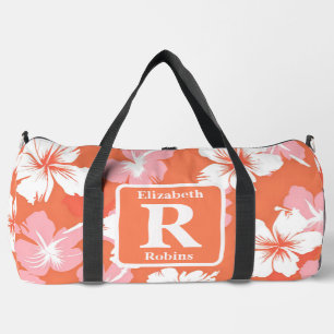 Sac De Sport Hibiscus de pêche tropicale personnalisé Monogramm