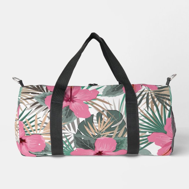 Sac De Sport Hibiscus rose à impression tropicale (Recto)