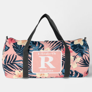 Sac De Sport Hibiscus rose tropical personnalisé Monogramme