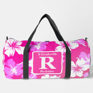 Sac De Sport Hibiscus rose tropical personnalisé Monogramme