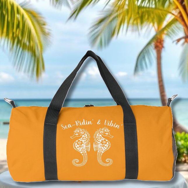 Sac De Sport Hippocampe-pêcheur Core-Hawaïen-Orange (Sea Horse-Fisherman Core-Hawaiian-Tropical-Beach-Summer Trend-Duffel bag-Orange)