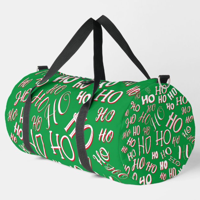 Sac De Sport HO HO HO Texte de Noël motif blanc vert rouge (Coin gauche)