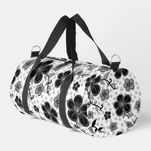 Sac De Sport Impression florale noir et blanc