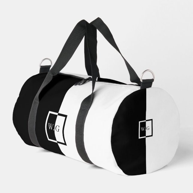 Sac De Sport Initiales asymétriques damier duo noir et blanc (Coin gauche)