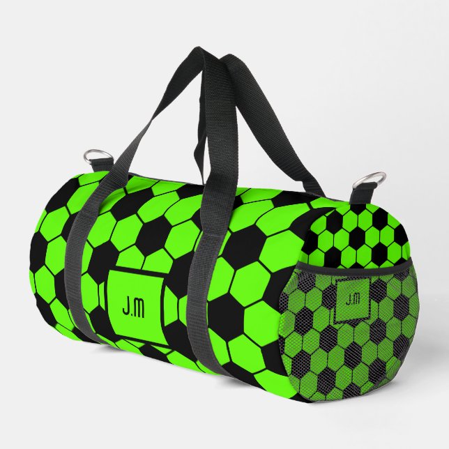Sac De Sport Initiales de joueur de football fluorescent vert n (Coin droit)
