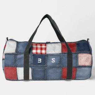 Sac De Sport Initiales en Patchwork de jean bleu