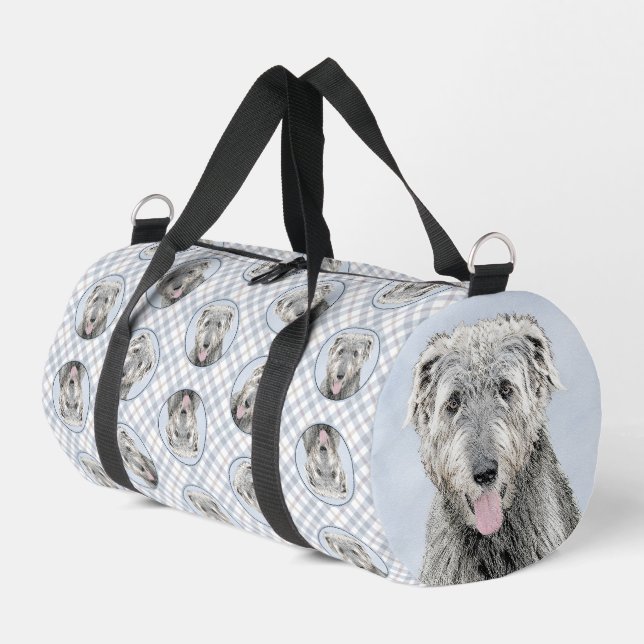 Sac De Sport Irish Wolfhound Painting Grey Original Chien Art (Coin gauche)