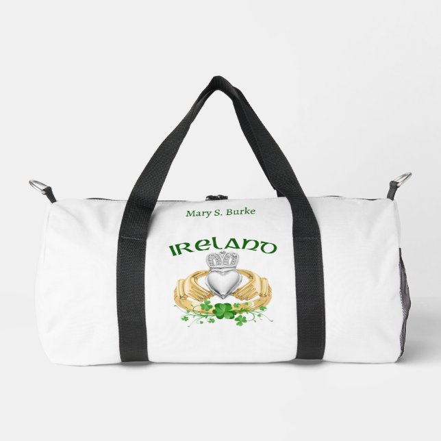 Sac De Sport Irlande Claddagh Ring & Shamrocks Personnalisé (Recto)