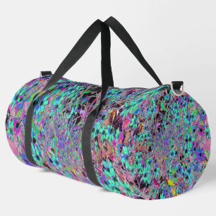 Sac De Sport Jardin Violet avec Fleurs Aquamarine Psychédélique